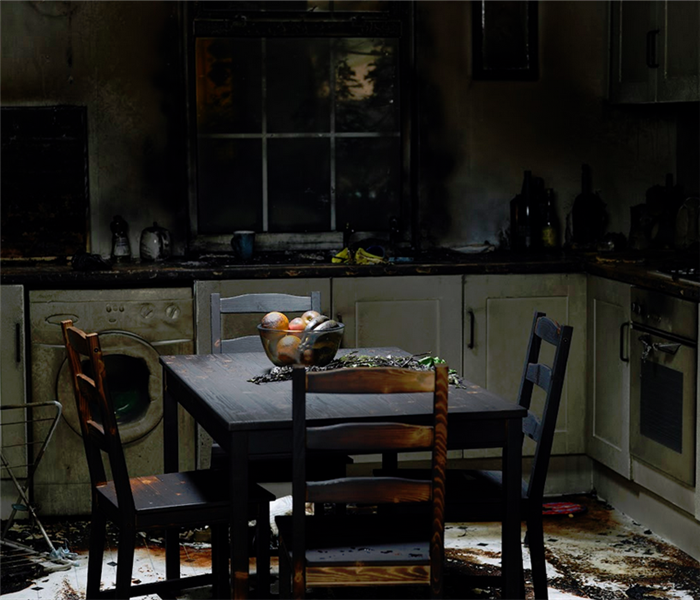 kitchen of a house burnt from a fire