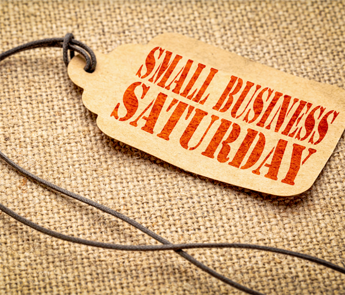 a tag stating small business Saturday